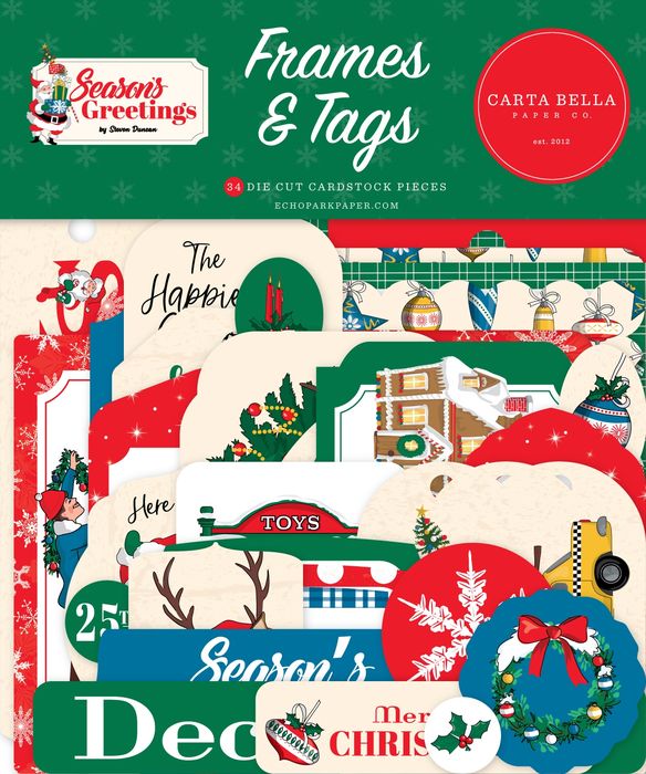 Carta Bella Cardstock Ephemera-Frames & Tags, Season's Greetings