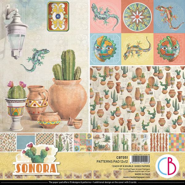 Ciao Bella Ciao Bella Sonora Patterns 12"x12" Pad, 8 sheets/pkg.