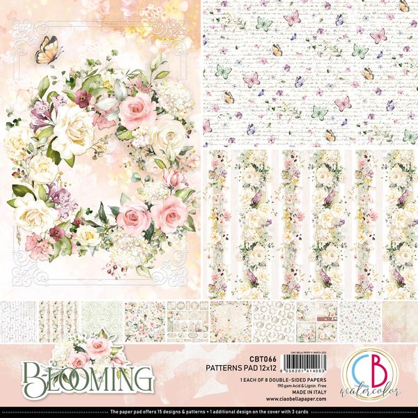 33 Ciao Bella Blooming Patterns Pad 12"x12" 8/Pkg