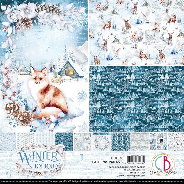 47 Ciao Bella Winter Journey Patterns Pad 12"x12" 8/Pkg