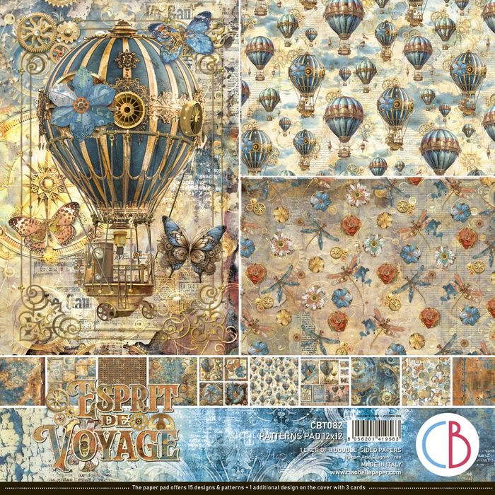 Ciao Bella Esprit de Voyage Patterns Pad 12"x12" 8/Pkg
