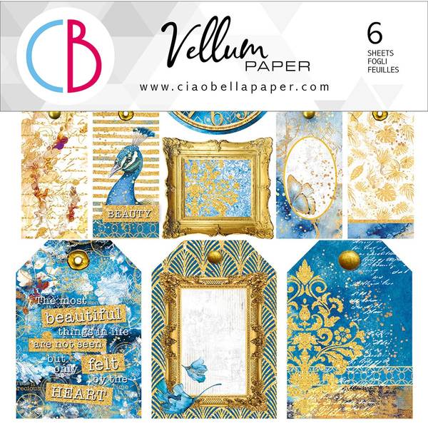 Ciao Bella Vellum Indigo 6"x6" Fussy Cuts, 6 sheets/pkg