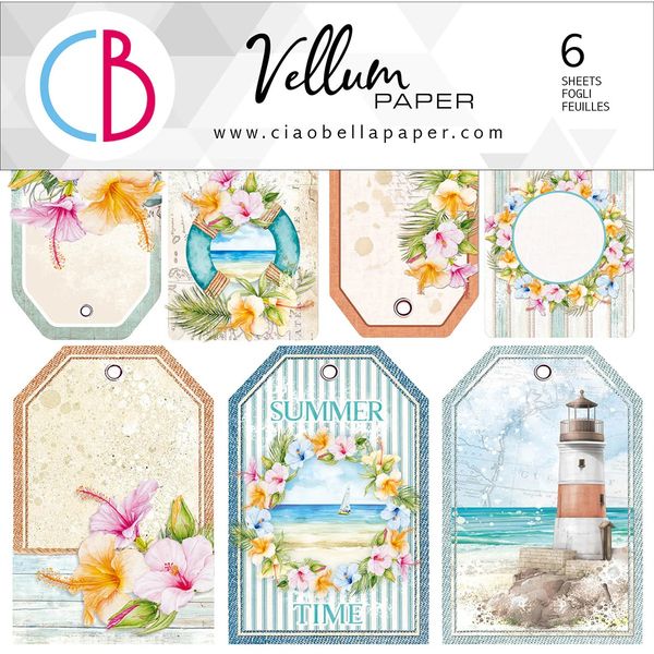 Ciao Bella Vellum Summer Breeze 6"x6" Fussy Cut, 6 sheets/pkg