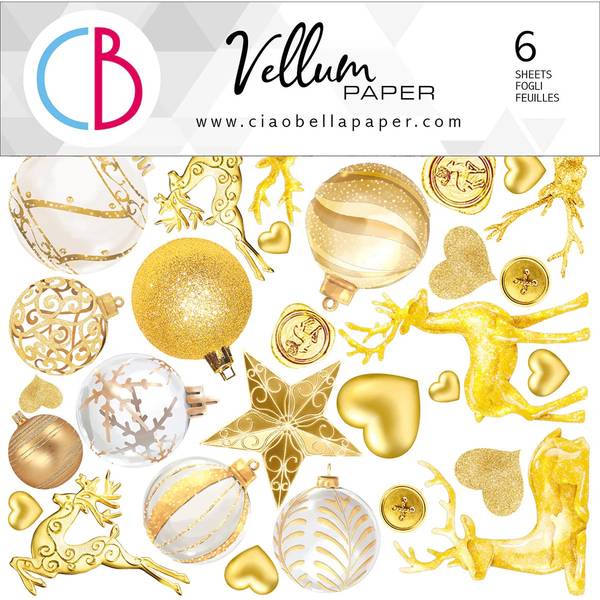 Ciao Bella Vellum Sparkling Christmas 6"x6" Fussy Cuts, 6 sheets/pkg