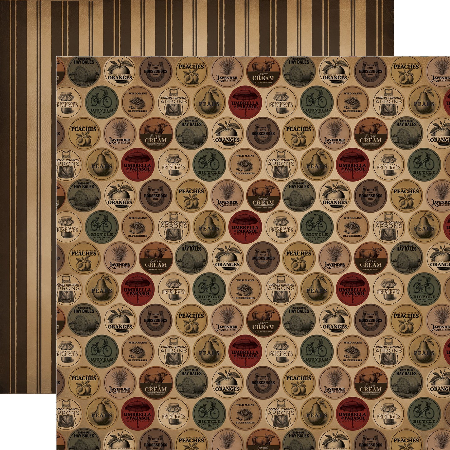 Carta Bella: Vintage Market - Produce Stickers DS Paper