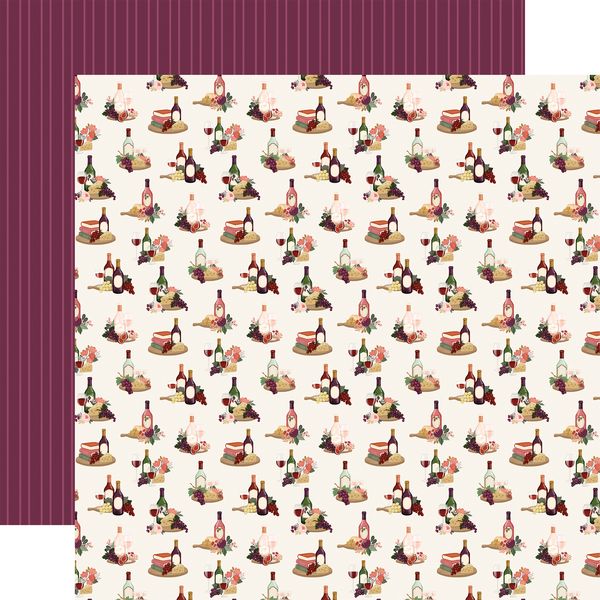 Carta Bella Wine Cheese And Wine Board 12x12 DS Patterned Paper (1 Sheet) (1 Sheet)