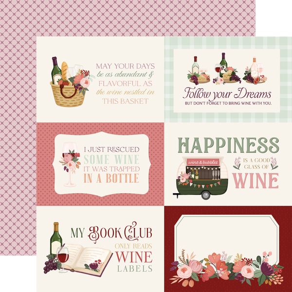Carta Bella Wine Wine Journaling Cards 12x12 DS Patterned Paper (1 Sheet) (1 Sheet)