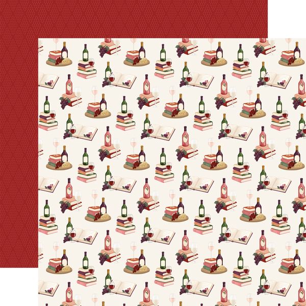 Carta Bella Wine Sip Read Repeat 12x12 DS Patterned Paper (1 Sheet) (1 Sheet)