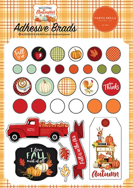 Welcome Autumn Adhesive Brads