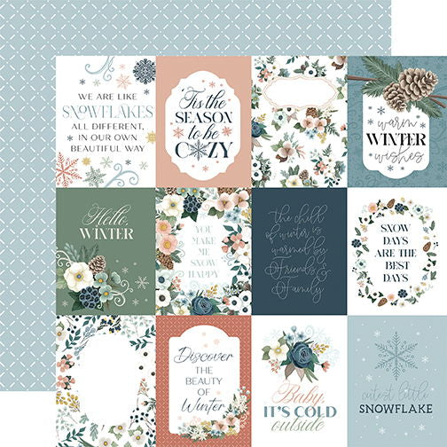 Carta Bella Winter Wonderland: 3x4 Journaling Cards 12x12 Patterned Paper