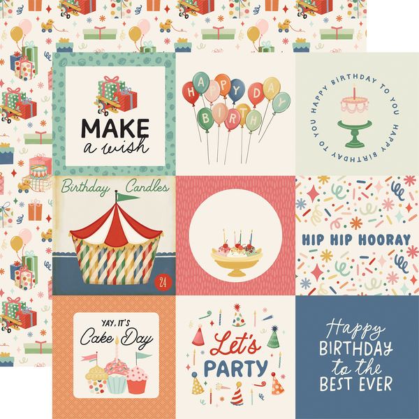 Carta Bella They Say It's Your Birthday 4x4 Journaling Cards 12x12 DS Patterned Paper (1 Sheet) (1 Sheet)