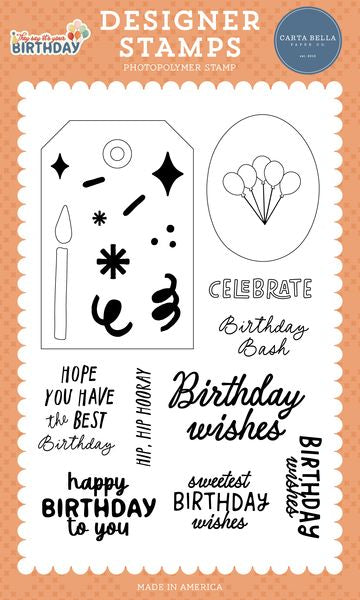 Carta Bella They Say It's Your Birthday Build A Gift Tag Stamp Set
