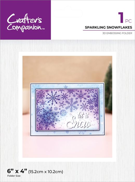 Crafter's Companion 3D Embossing Folder 6"X4"-Sparkling Snowflakes