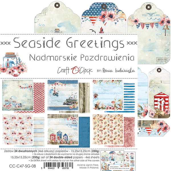 Craft-o-Clock Seaside Greetings 6x6 Papers Set