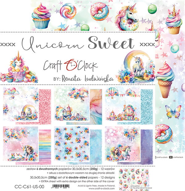 Craft-o-Clock Unicorn Sweet 12x12 Papers Set