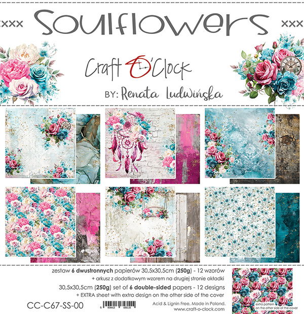 Craft-o-Clock Soulflowers 12x12 Papers Set
