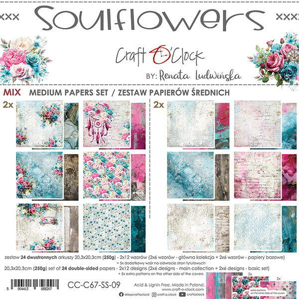 Craft-o-Clock Soulflowers mix 8x8 pad