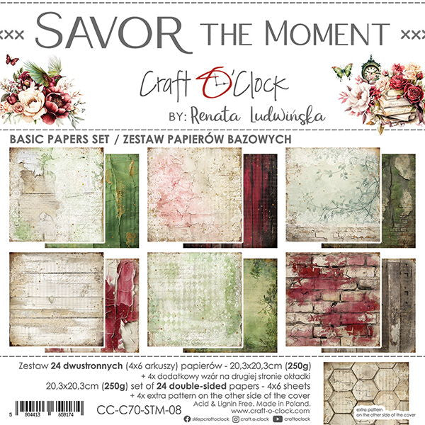 Craft-o-Clock Savor the Moment 8x8 Basic Papers Set
