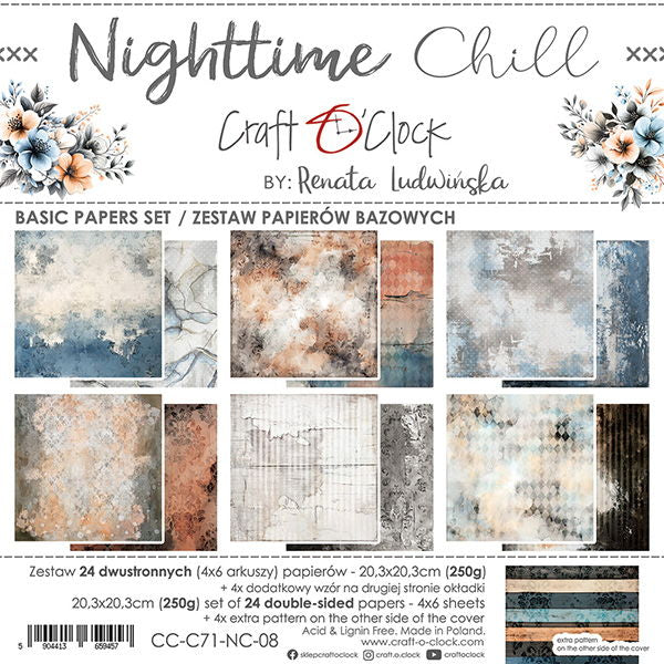 Craft-o-Clock Nighttime Chill 8x8 Basic Papers Set