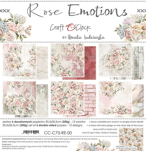 Craft-o-Clock Rose Emotions 12x12 Papers Set