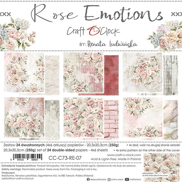 Craft-o-Clock Rose Emotions 8x8 Papers Set