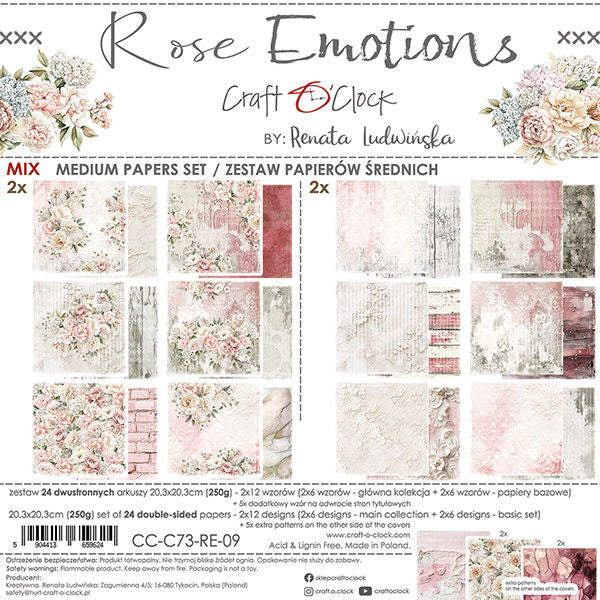 Craft-o-Clock Rose Emotions mix 8x8 pad