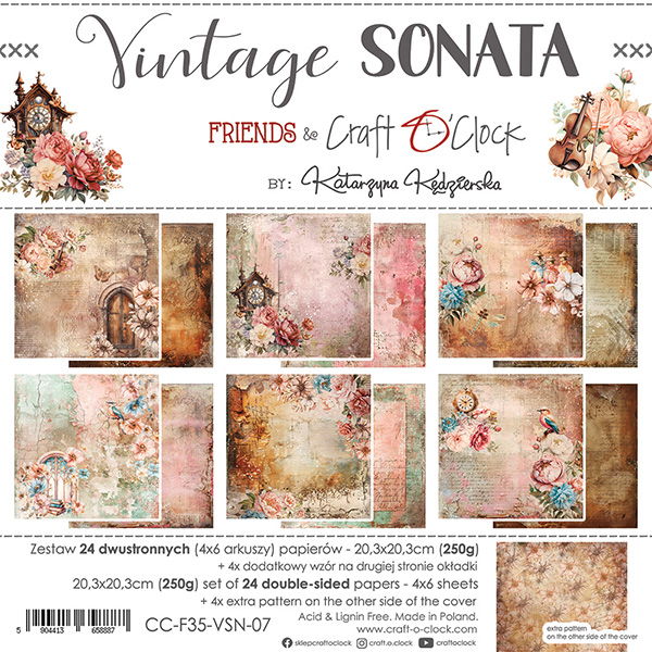 Craft-o-Clock Vintage Sonata 8x8 Papers Set