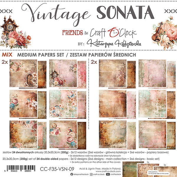 Craft-o-Clock Vintage Sonata mix 8x8 pad