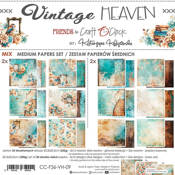 Craft-o-Clock Vintage Heaven mix 8x8 pad