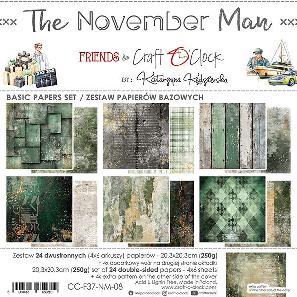 Craft-o-Clock The November Man 8x8 Basic Papers Set