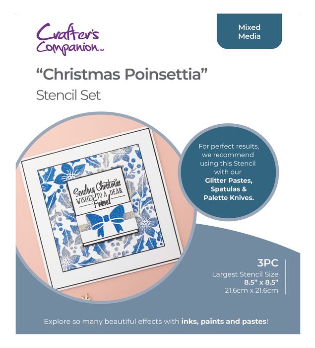 Crafter's Companion Stencil Set-Christmas Poinsettia