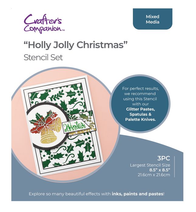 Crafter's Companion Stencil Set-Holly Jolly Christmas