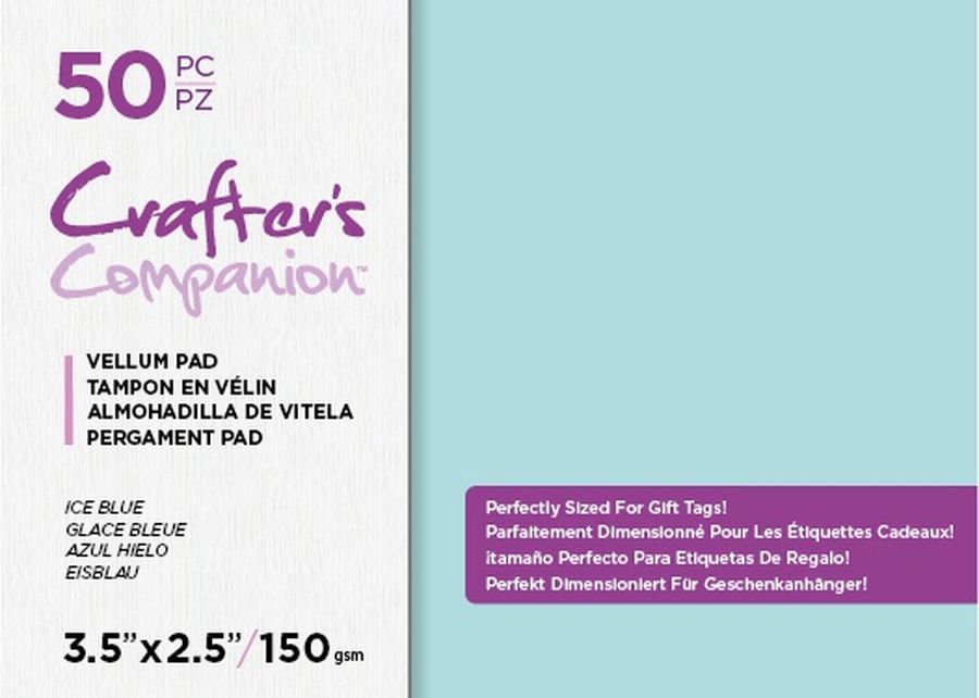 Crafter's Companion Vellum Pad 3.5"X2.5" 50/Pkg-Ice Blue