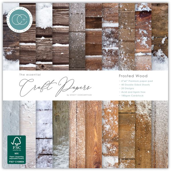 Craft Consortium Frosted Wood 6"X6" Double-Sided Paper Pad, 40 sheets/Pkg.