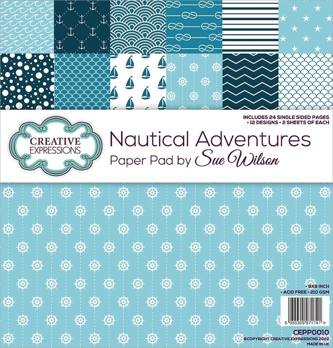 Creative Expressions Single-Sided Paper Pad 8"X8" 24/Pkg-Nautical Adventure By Sue Wilson