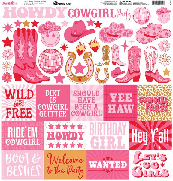 Reminisce Cowgirl Party 12x12 Sticker
