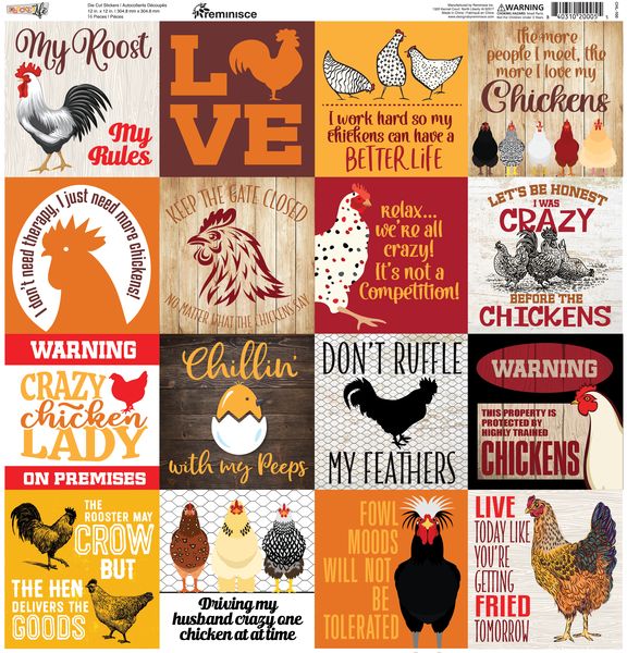 Reminisce Chicken Life 12x12 sticker