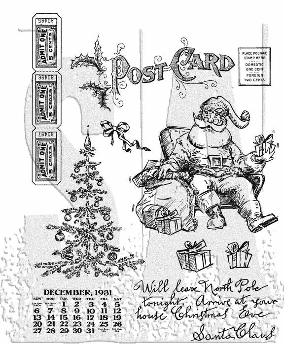 Tim Holtz Cling Stamps 7"X8.5"-Santa Visit