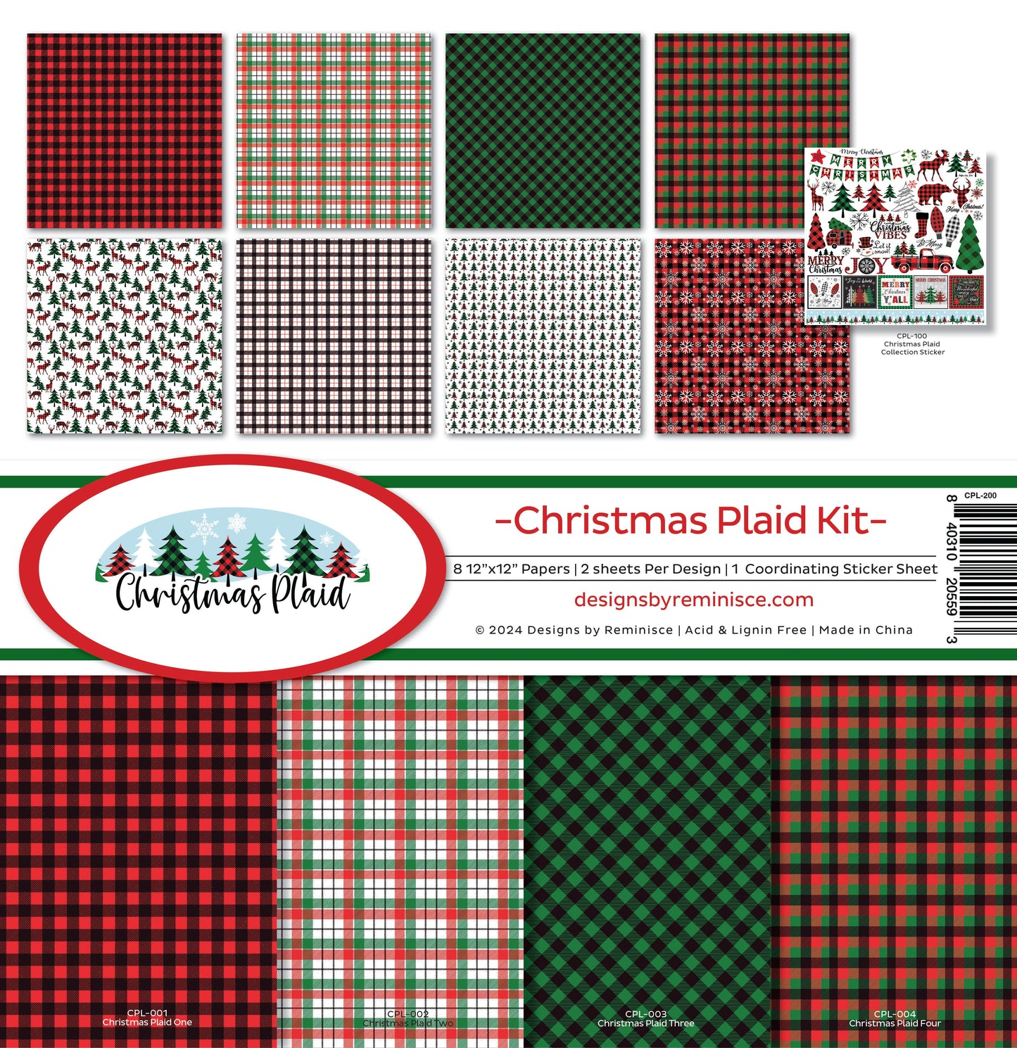Reminisce Christmas Plaid Collection Kit