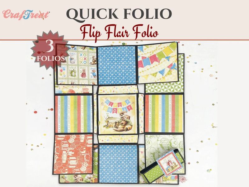Craftreat Scrapbook Blank Quick Folio - Flip Flair Folio - Black, Kraft and White