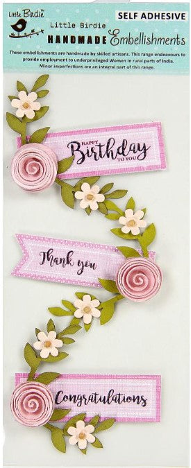 Little Birdie Say It With Roses Embellishment 3/Pkg