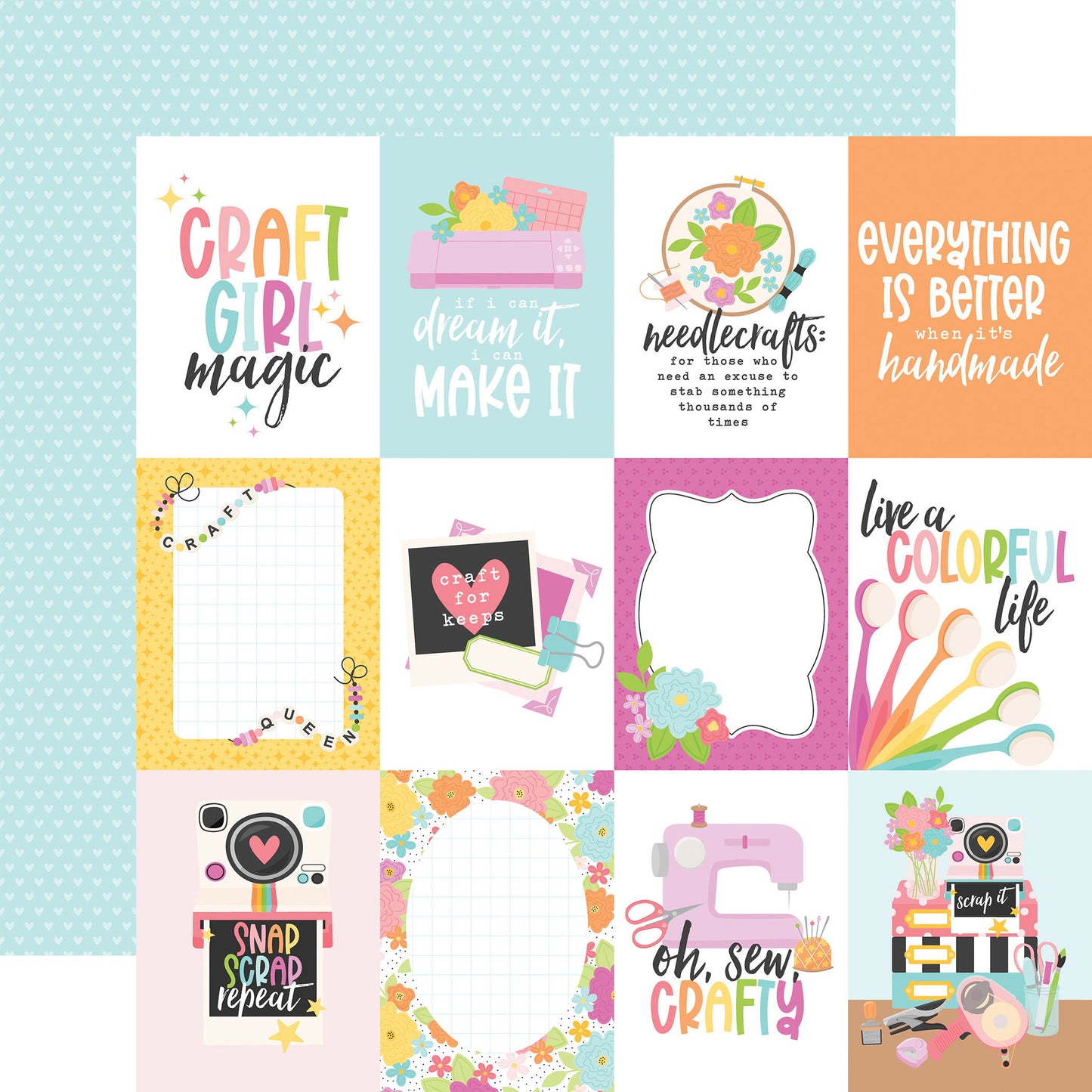 Echo Park Craft Room 3x4 Journaling Cards DS Paper (1 Sheet)