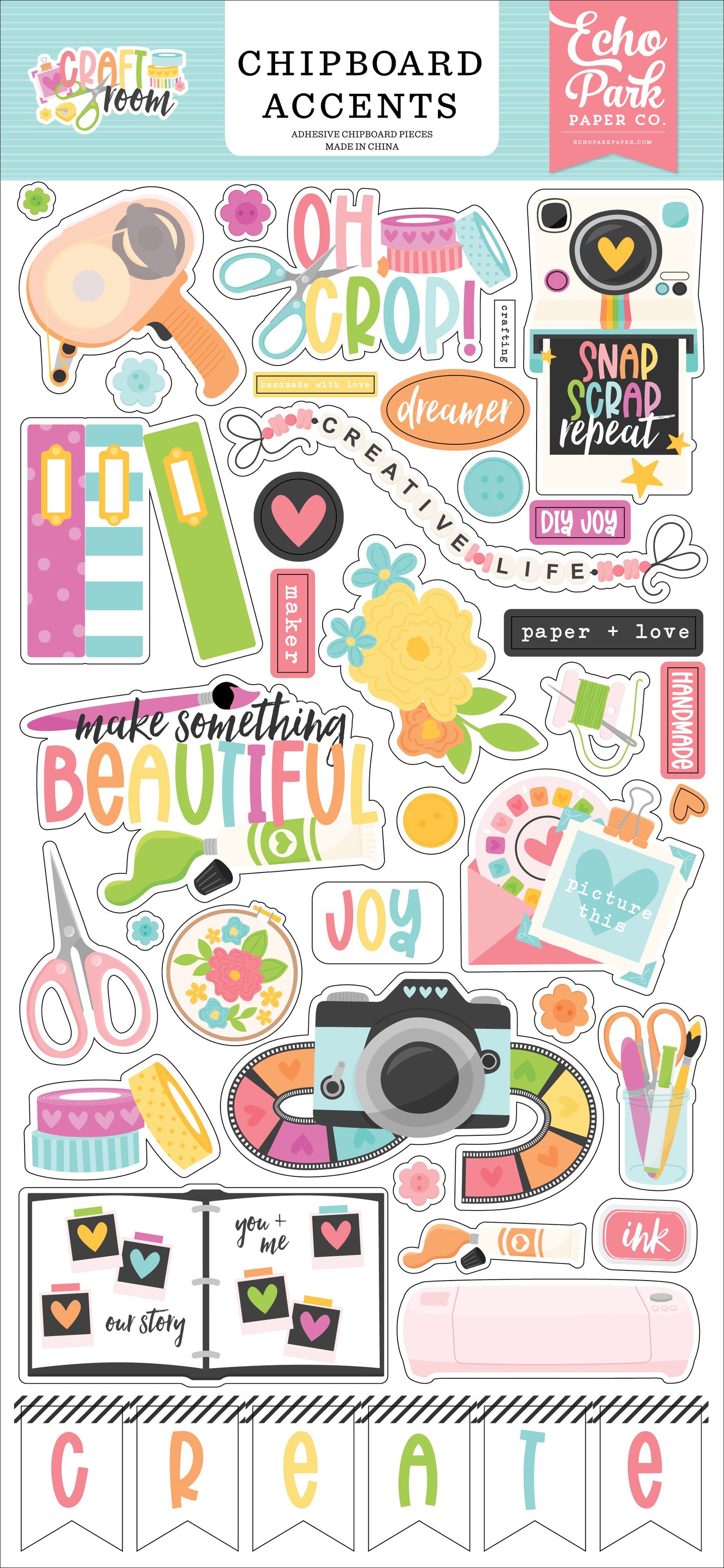 Echo Park Craft Room 6x13 Chipboard Accents