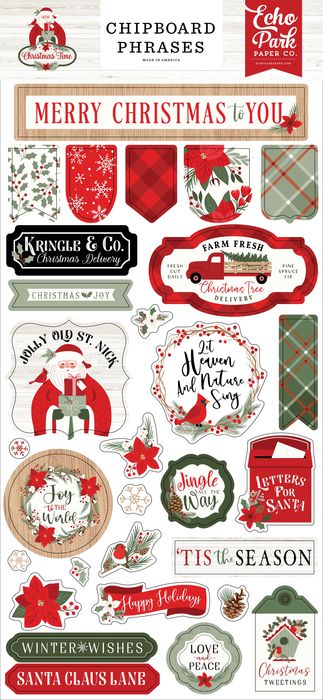 Echo Park Paper Echo Park Chipboard 6"X13"-Phrases, Christmas Time
