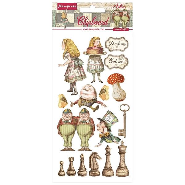 DISC - Stamperia Alice Stickers, 17 piece