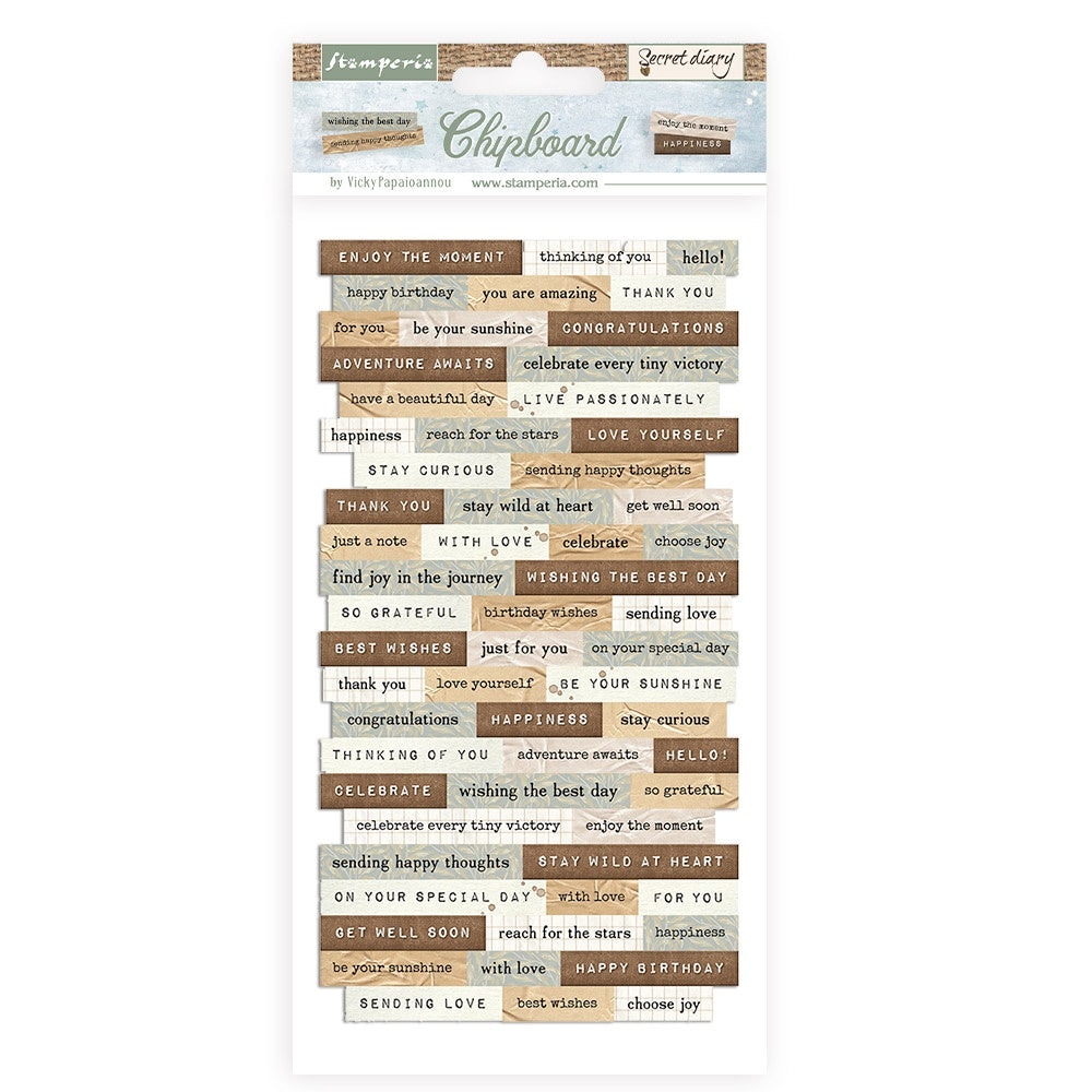 DISC - Stamperia Adhesive Chipboard 6"X12"-Create Happiness Secret Diary