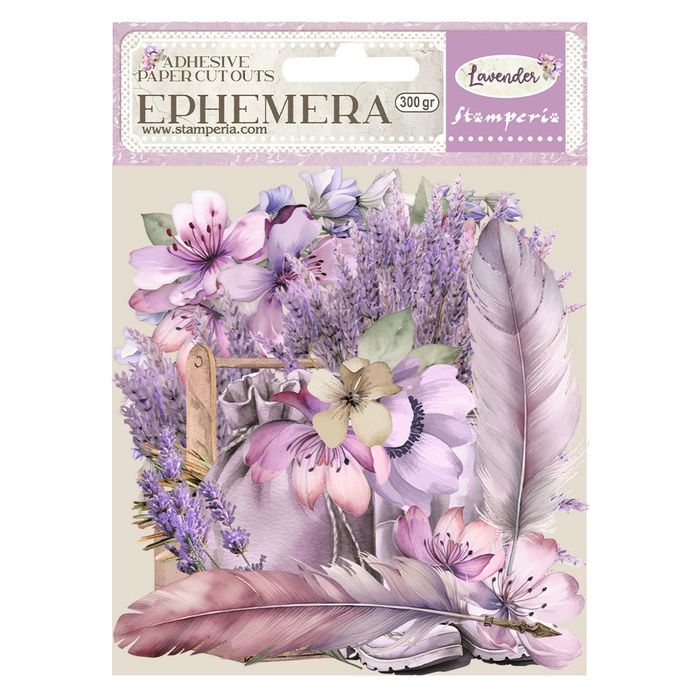 DISC - Stamperia Cardstock Ephemera Adhesive Paper Cut Outs-Lavender