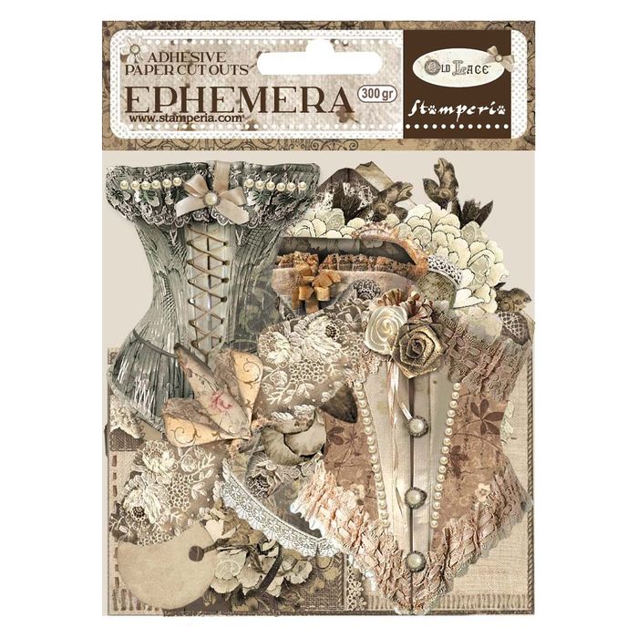 DISC - Stamperia Old Lace Cardstock Ephemera Adhesive Paper Cut Outs