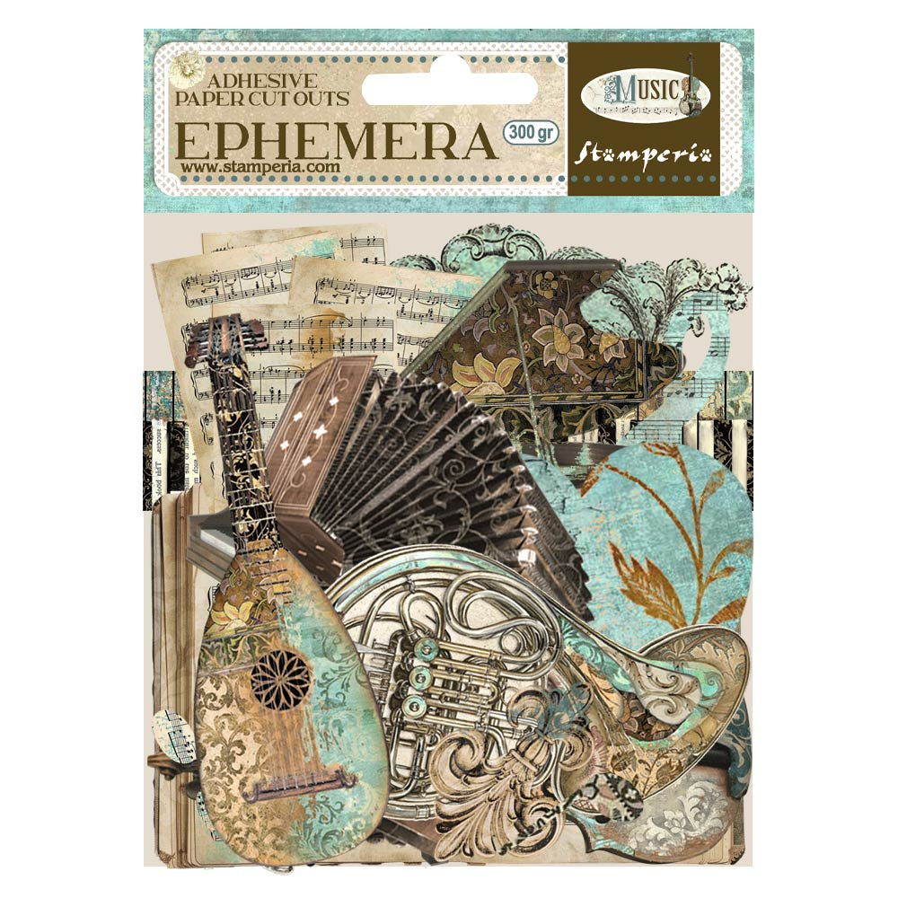 DISC - Stamperia Music Ephemera Adhesive Paper Cutouts
