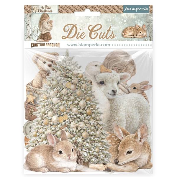 Stamperia Printed decorative Die cuts for Art and Craft - White Christmas